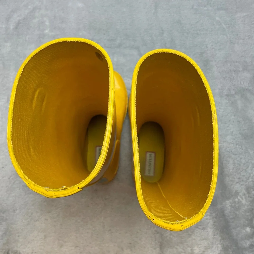 Hunter Kids Gloss Rain Boots Boys 2 Girls 3 Yellow Waterproof Outdoor Wellington